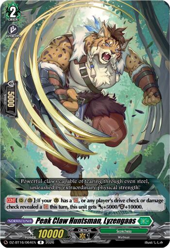 Peak Claw Huntsman, Lyzengaas