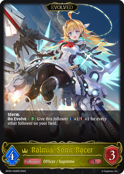 Ralmia, Sonic Racer (Evolved) - BP06-020EN