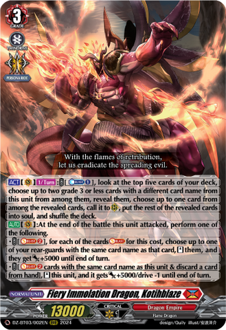 Fiery Immolation Dragon, Kotihblaze - DZ-BT03/002EN