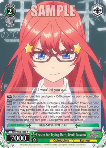 Reason for Trying Hard, Itsuki Nakano