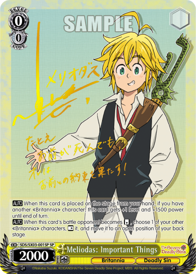 Meliodas: Important Things (SP)