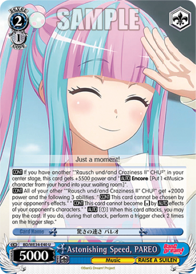 Astonishing Speed, PAREO - BD/WE34-E40