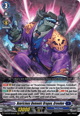 Avaricious Demonic Dragon, Greedon - D-BT03/003EN