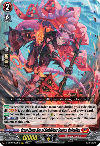 Great Flame Axe of Ambitious Scales, Colgaflan - D-BT10/002EN