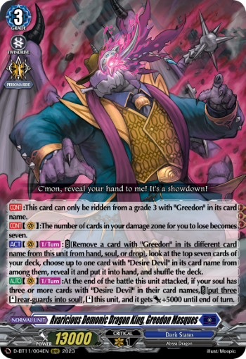 Avaricious Demonic Dragon King, Greedon Masques - D-BT11/004EN