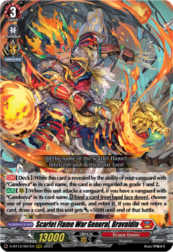 Scarlet Flame War General, Bravaldin - D-BT12/001EN