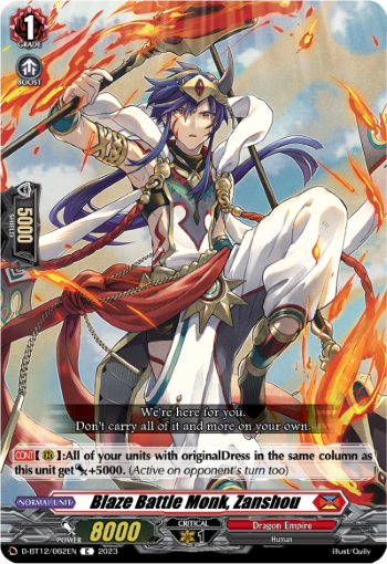 Blaze Battle Monk, Zanshou - D-BT12/062EN