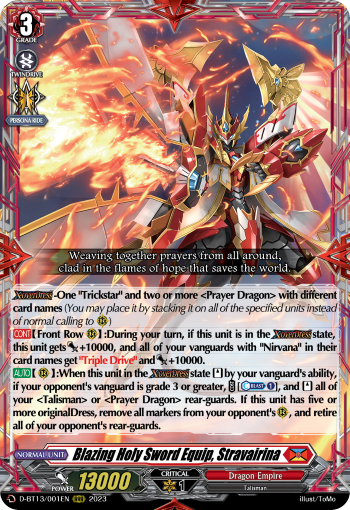 Blazing Holy Sword Equip, Stravairina - D-BT13/001EN