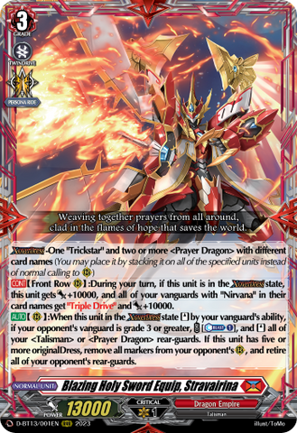 Blazing Holy Sword Equip, Stravairina - D-BT13/001EN