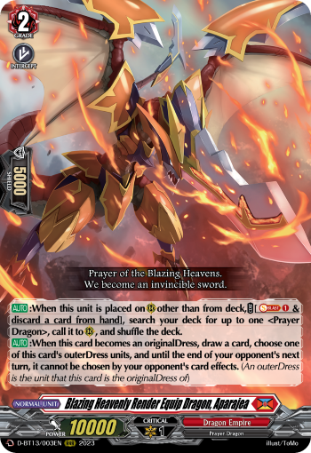 Blazing Heavenly Render Equip Dragon, Aparajea - D-BT13/003EN