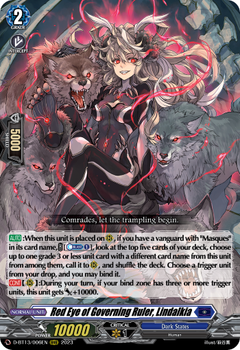 Red Eye of Governing Ruler, Lindalkia - D-BT13/006EN