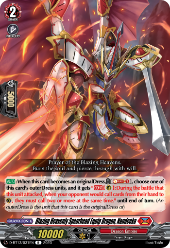 Blazing Heavenly Spearhead Equip Dragon, Nandeeka - D-BT13/037EN